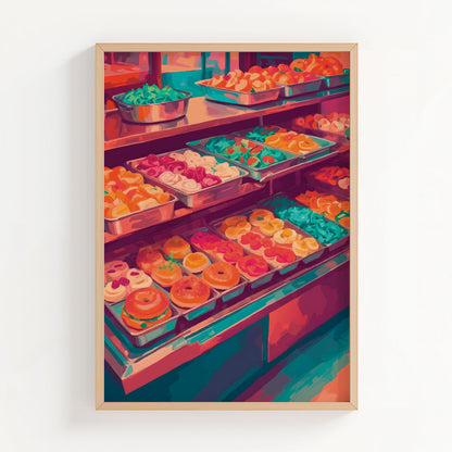 Colorful Bagels & Pastries Display Print
