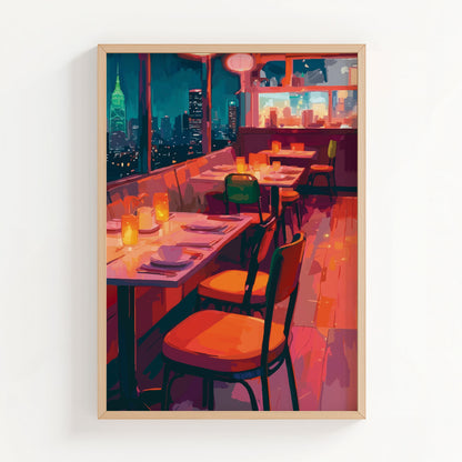 Table for Two - Watercolor City Dinner Print
