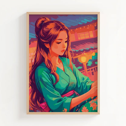 Green Kimono Print