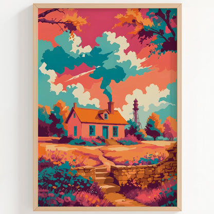 Watercolour Cottage Print