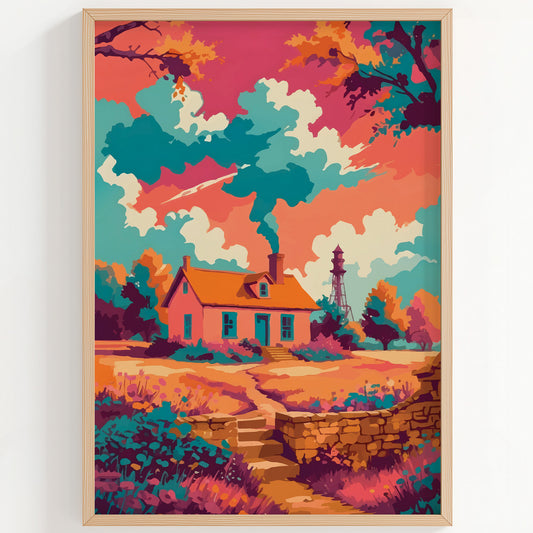 Watercolour Cottage Print