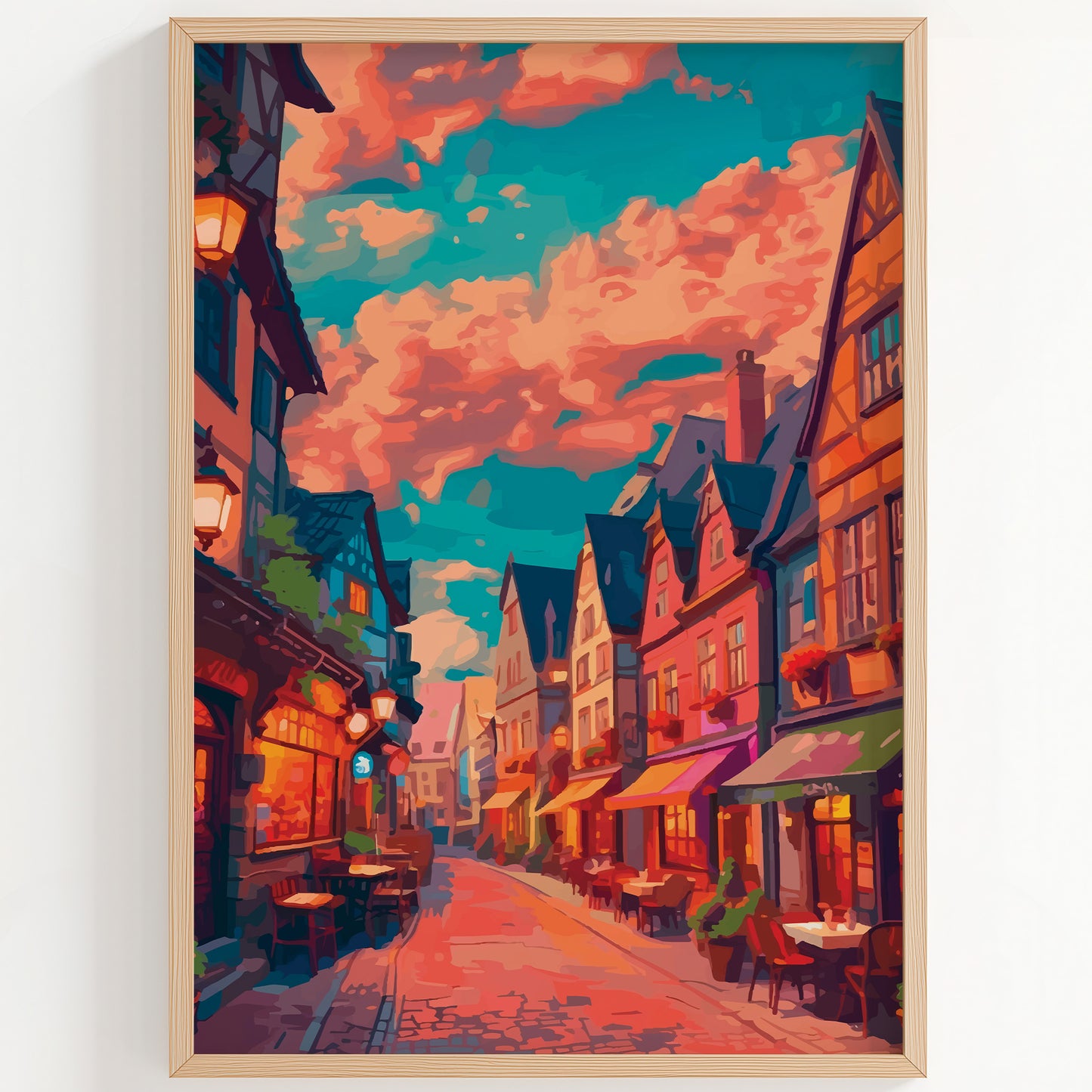 Charming European Street Scene Print