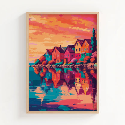 Colorful Waterfront Houses Print