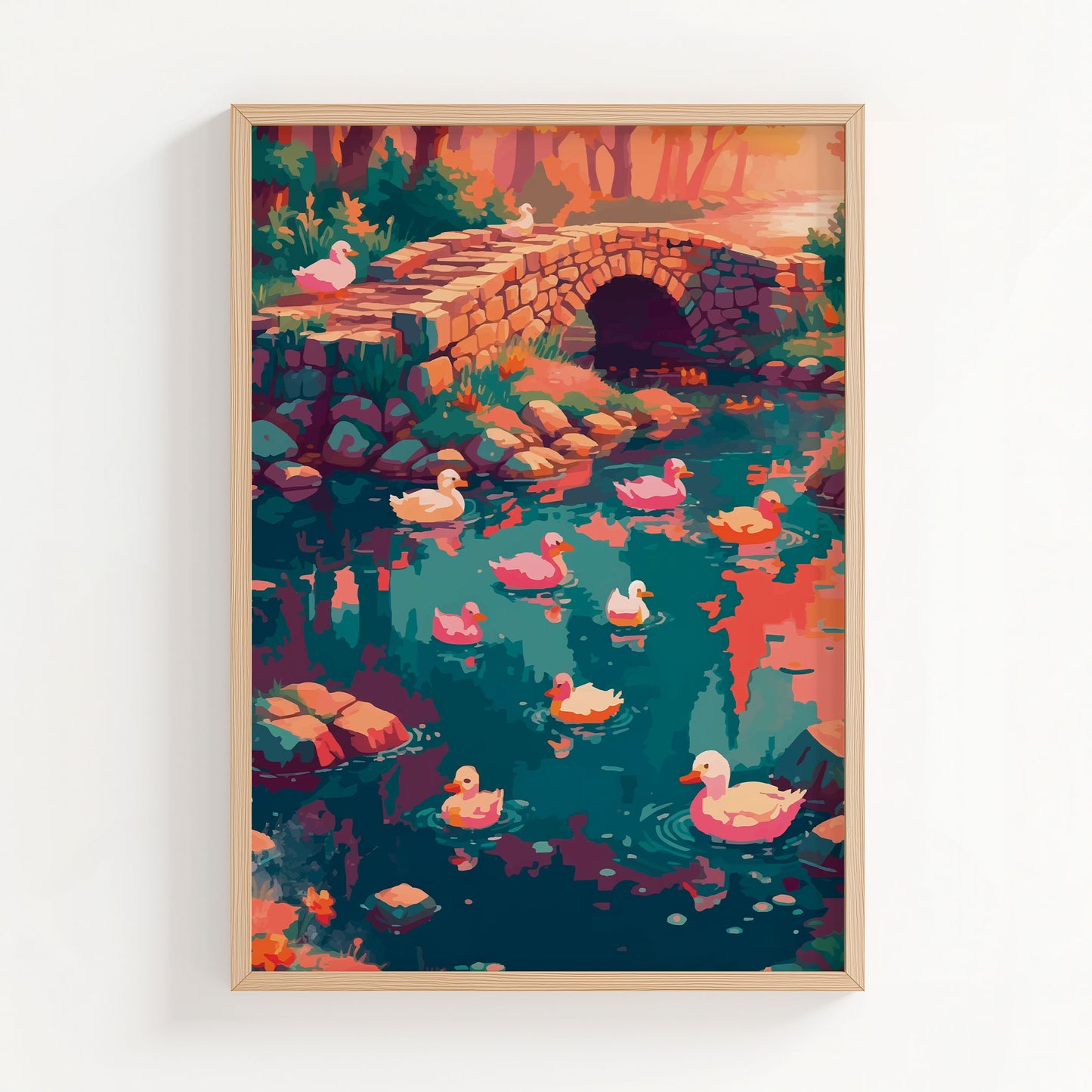 Ducks by the Bridge Print