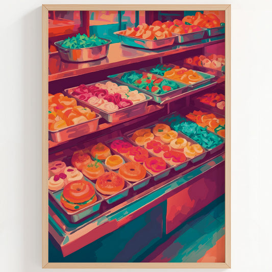 Colorful Bagels & Pastries Display Print