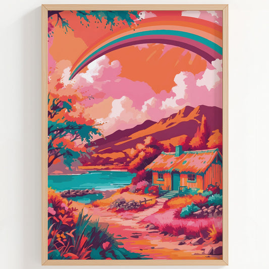 Rainbow Over the Quiet Cottage Print