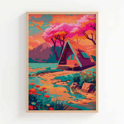 Pink Cabin Print