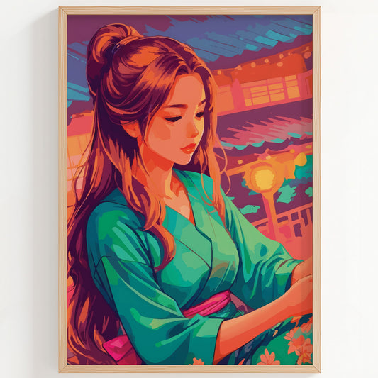 Green Kimono Print