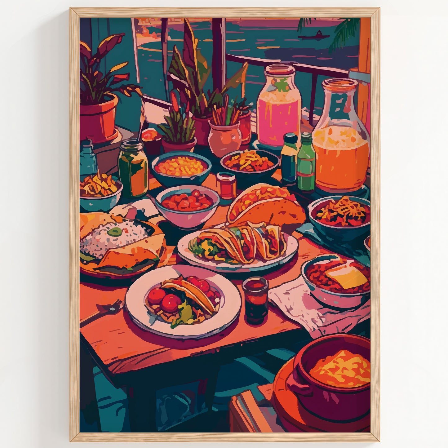 Mexican Food & Ocean View Print