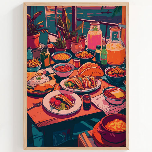Mexican Food & Ocean View Print
