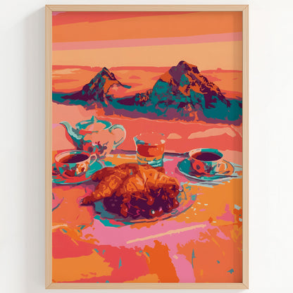 Croissant Tea Picnic Print