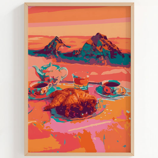 Croissant Tea Picnic Print