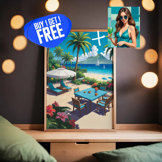 Poolside Elegance - Modern Summer Vibes Print + Tropical Oasis - Oceanview Print