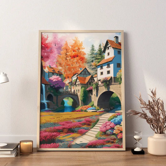 Autumn Village - Watercolor Painting - SweetPixelCreations