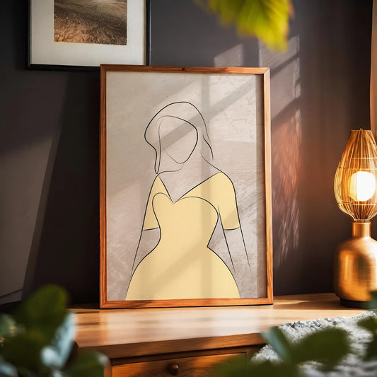 Yellow Dress - Minimalist Female Art Print